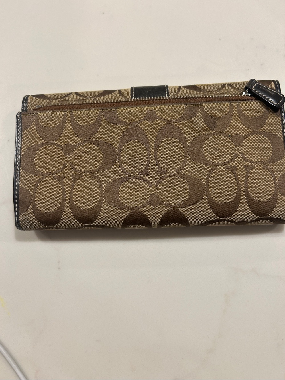 COACH Jacquard & Leather SIGNATURE C Checkbook Wallet With Checkbook Cover - Picture 2 of 8